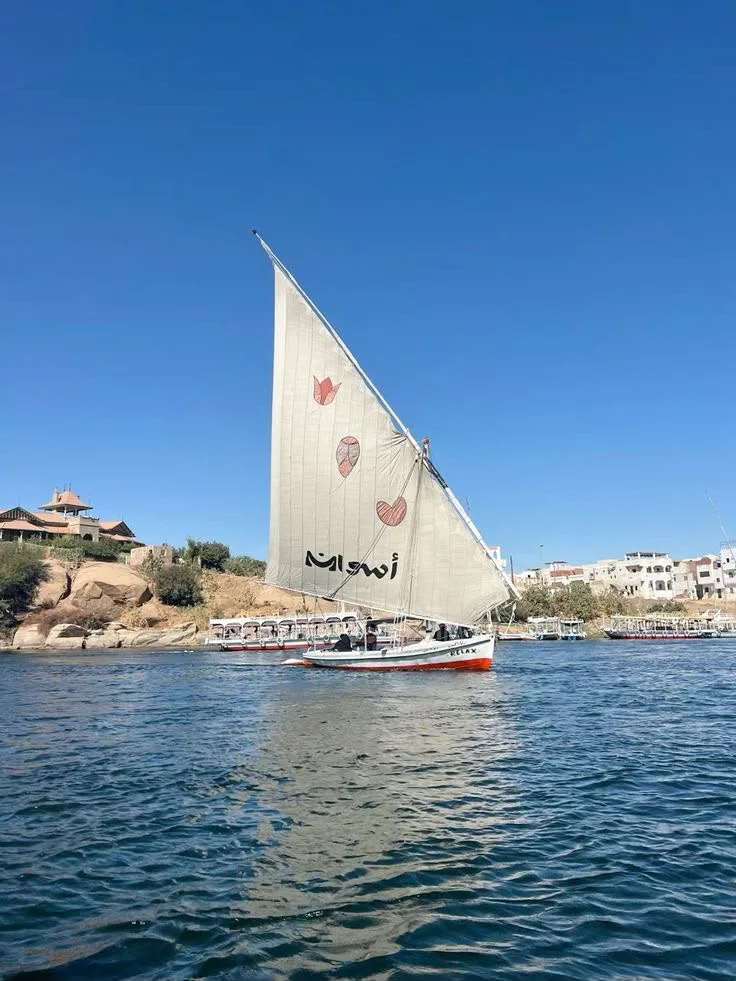 A felucca under sail on the Nile at Aswan
