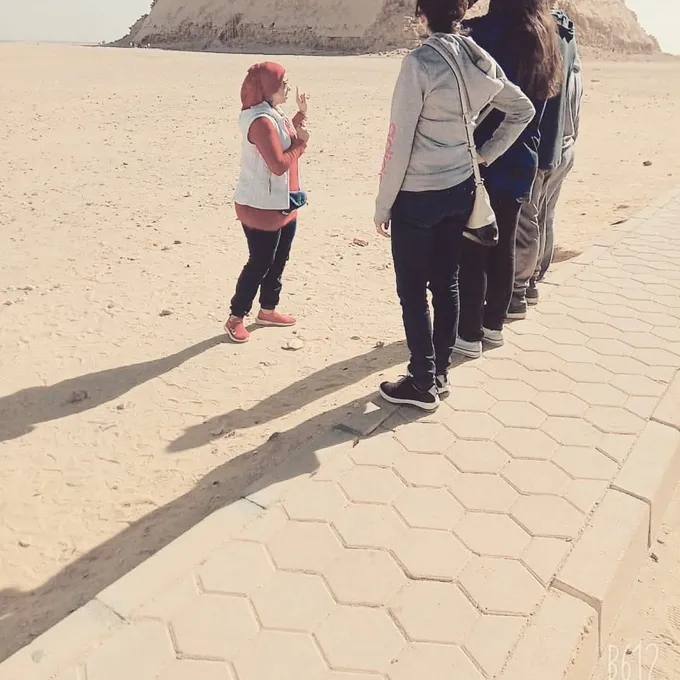 A group of Kemet guests on the desert plateau at Giza