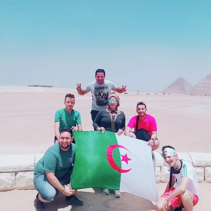 An international group of Kemet guests at the Giza plateau