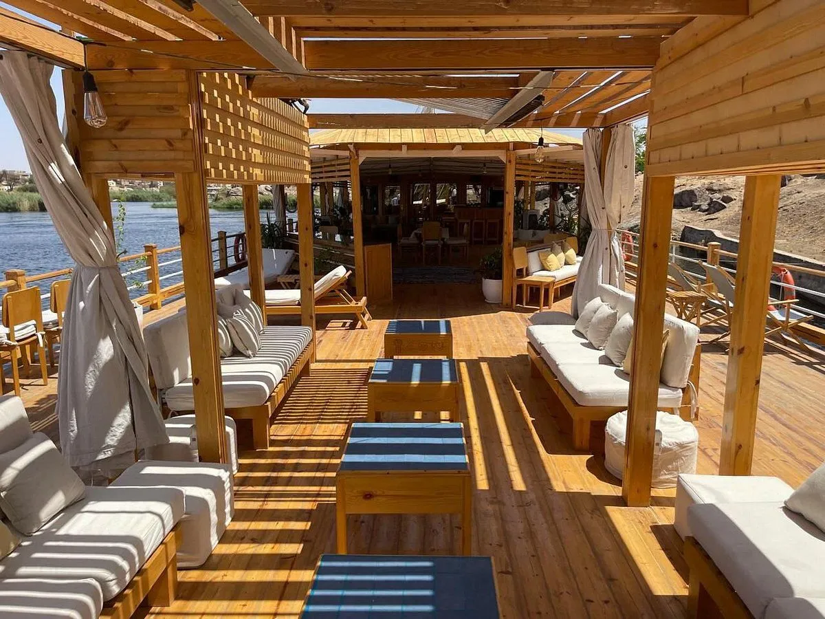 The open deck of a dahabiya sailing vessel on the Nile