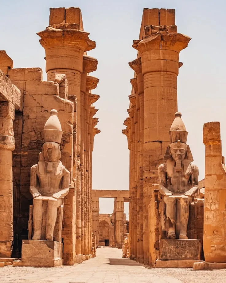 The colonnade of Luxor Temple with its royal statues