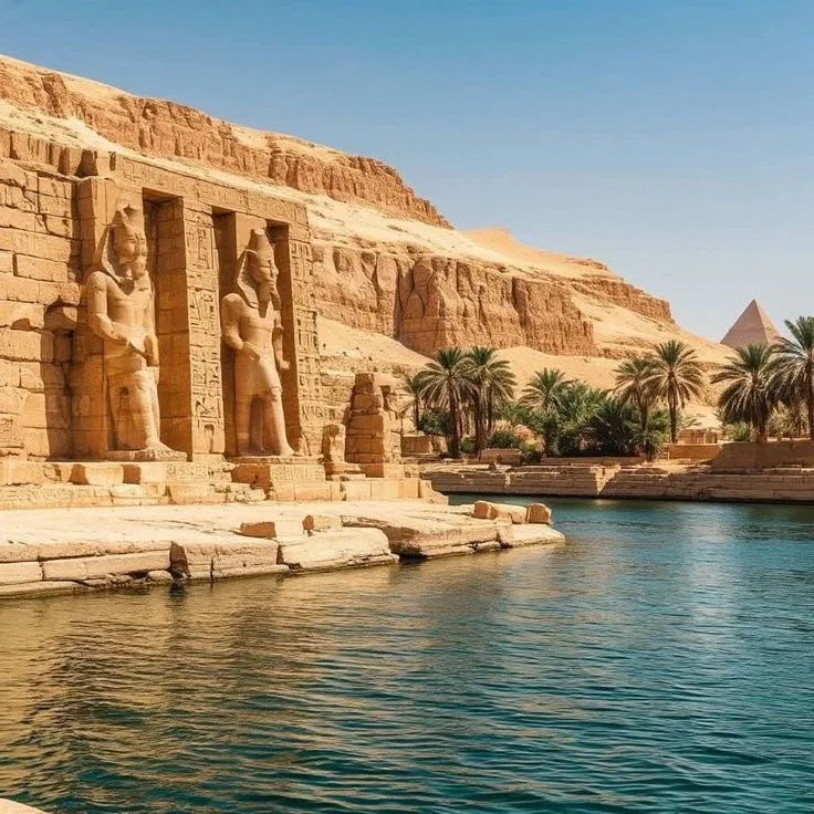 An ancient temple beside the Nile at Luxor