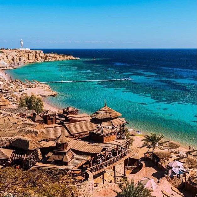 Aerial view over the curved bays of Sharm El Sheikh