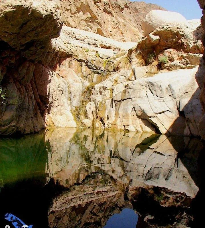 A still rock pool hidden in a granite wadi of the Sinai interior
