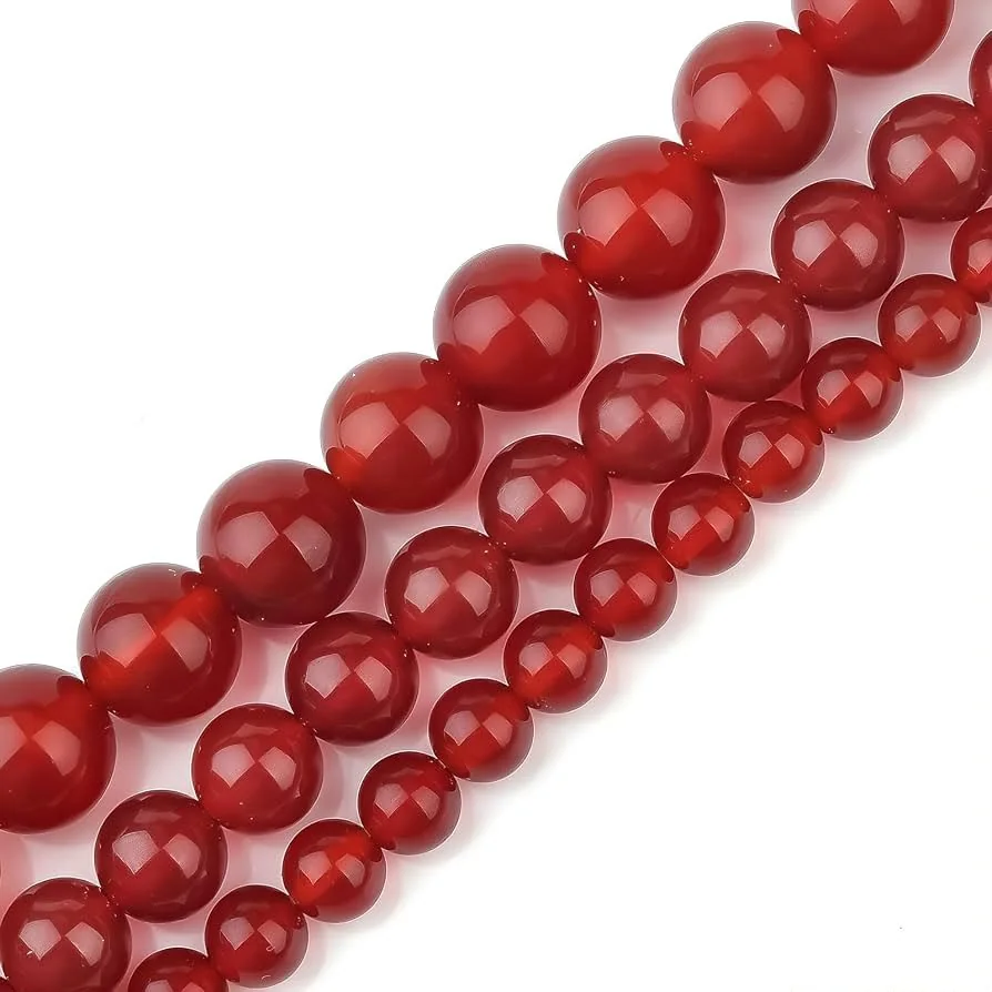 Strands of polished carnelian beads